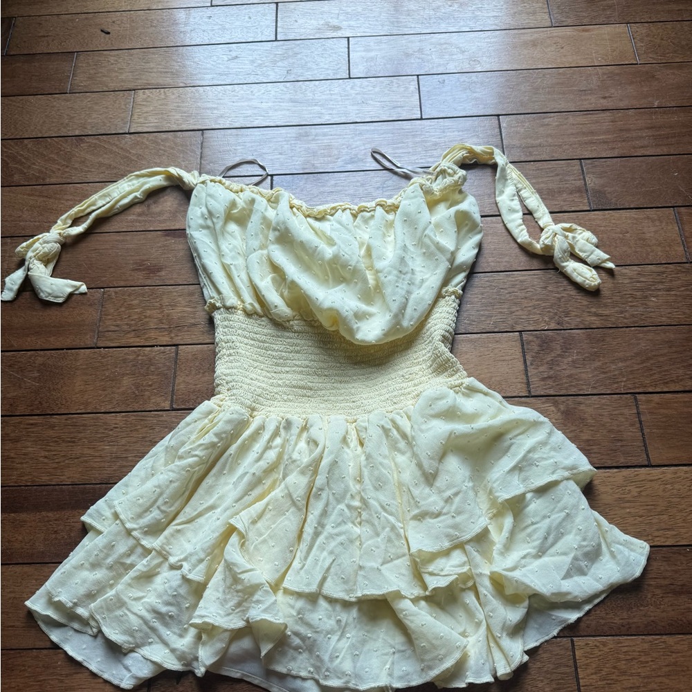Forever 21 Light Yellow Ruffle Romper